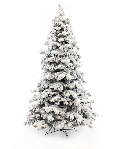 Perfect Holiday Heavy Snow Flocked Christmas Tree With Metal Stand, 6.5" In Green