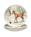 Certified International Winter's Walk 4 Piece Dinner Plate Set In White
