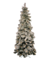 PERFECT HOLIDAY PRE-LIT SLIM HEAVY SNOW FLOCKED ALBERTA TREE WITH METAL STAND, 7"