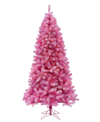 PERFECT HOLIDAY PINK TREE WITH SILVER TINSEL NEEDLES AND METAL STAND, 6.5"