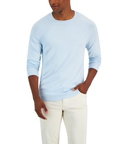 Alfani Men's Solid Crewneck Sweater, Created For Macy's In Cloud Blue