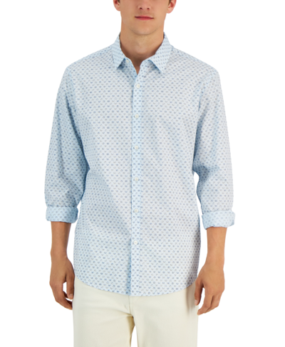 Alfani Men's Ramal Geometric-print Shirt, Created For Macy's In Sweet Seafoam Combo