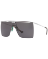 Gucci Grey Shield Unisex Sunglasses Gg1096s 001 99 In Silver-tone