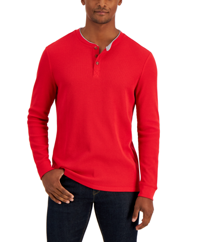 Club Room Men's Thermal Henley Shirt, Created For Macy's In Multi