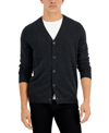 Club Room Men's Cashmere V-neck Cardigan, Created For Macy's In Dark Charcoal Heather