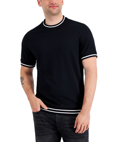 Alfani Men's Tipped T-shirt, Created For Macy's In Deep Black