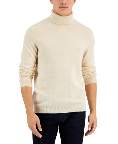 Club Room Men's Cashmere Turtleneck Sweater, Created For Macy's In Oatmeal Heather