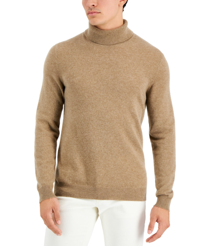 Club Room Men's Cashmere Turtleneck Sweater, Created For Macy's In Dark Natural Heather