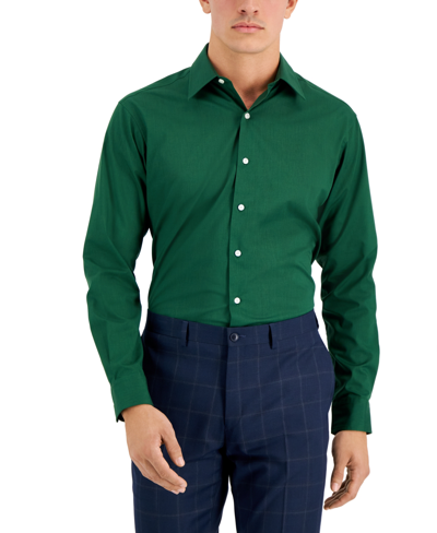 Club Room Men's Regular Fit Solid Dress Shirt, Created For Macy's In Rich Evergreen