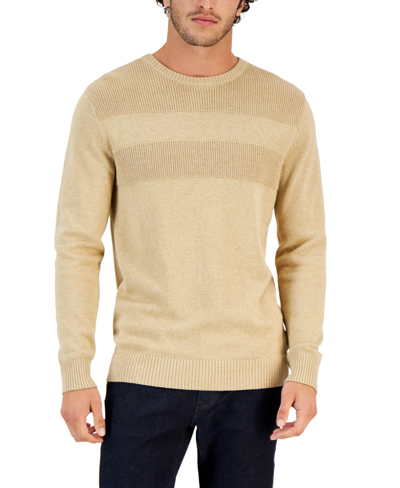 Club Room Men's Textured Cotton Sweater, Created For Macy's In Toast