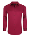SUSLO COUTURE MEN'S SOLID SLIM FIT WRINKLE FREE STRETCH LONG SLEEVE BUTTON DOWN SHIRT