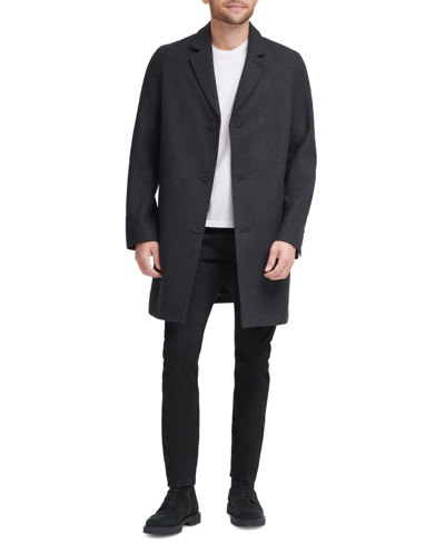 Cole Haan Men's Melton Classic-fit Topcoat In Charcoal