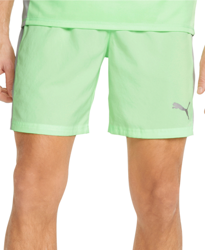 Puma Running Favorite Woven 7-inch Shorts In Light Green And Gray