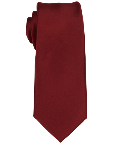 Construct Men's Satin Solid Extra Long Tie In Red Velvet