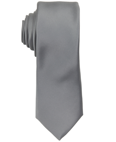 Construct Men's Satin Solid Extra Long Tie In Smoke