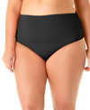 Anne Cole Plus Womens Convertible High Waist Swim Bottom Separates In Black Noire
