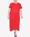 White Mark Plus Size Short Sleeves Maxi Dress In Red