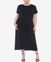 White Mark Plus Size Short Sleeves Maxi Dress In Black