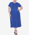 White Mark Plus Size Short Sleeves Maxi Dress In Blue