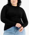 Aveto Trendy Plus Size Mock Neck Long-sleeve Top In Black Beauty