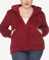 White Mark Plus Size Hooded Sherpa Jacket In Red