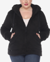 White Mark Plus Size Hooded Sherpa Jacket In Black