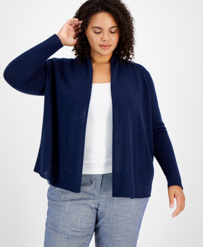 Charter Club Plus Size 100% Cashmere Cardigan, Created For Macy's In Admiral Navy