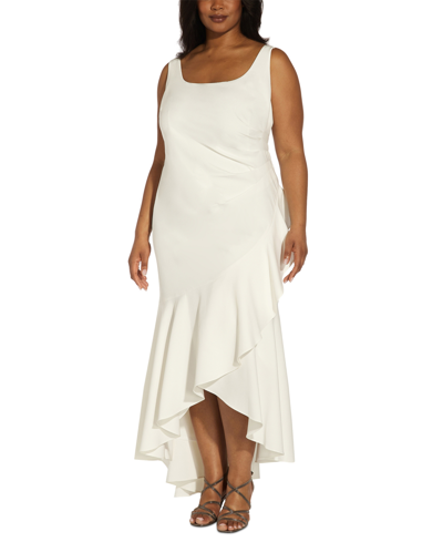 Adrianna Papell Plus Size Ruffled High-low Gown In Ivory
