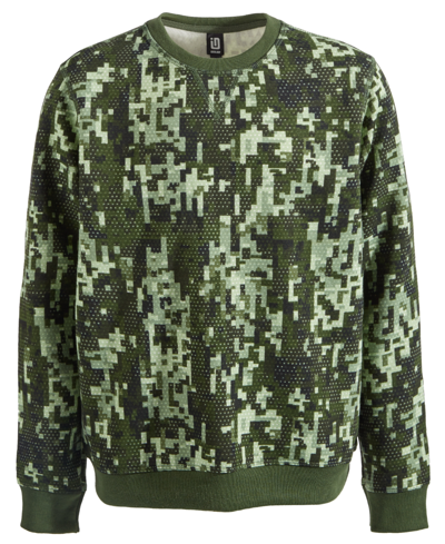 Id Ideology Kids' Big Boys Pixel Camo Fleece Sweatshirt, Created For Macy's In Bronze Green