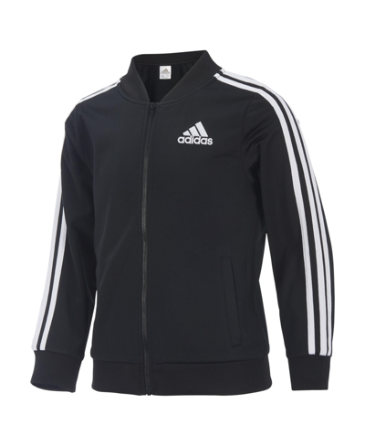 Adidas Originals Big Girls Zip Front Tricot Bomber Jacket, Extended Sizes In Black