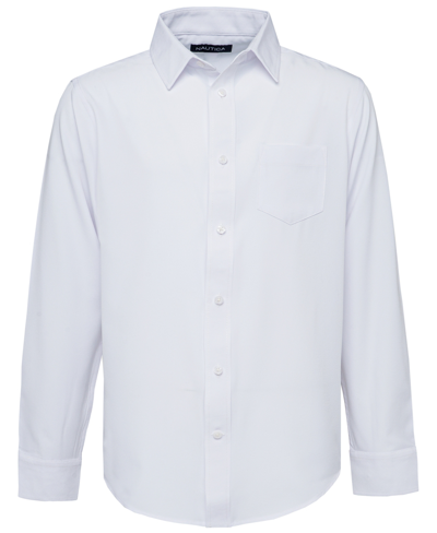 Nautica Big Boys Husky Long Sleeve Performance Woven Shirt In White