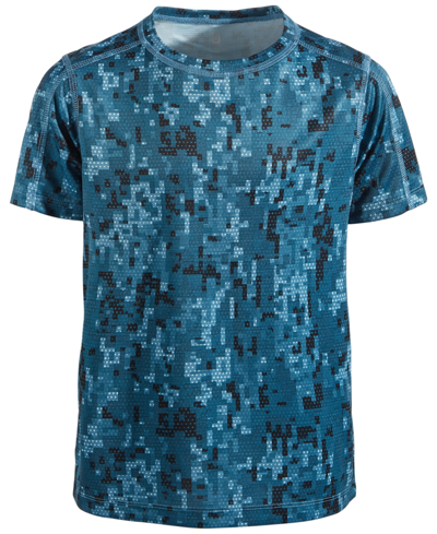 Id Ideology Kids' Big Boys Pixel Camo T-shirt, Created For Macy's In Sapphire Lake