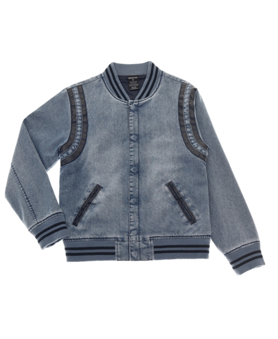 Ring Of Fire Big Boys Chill Denim Varsity Jacket With Ribbed Details In Americana