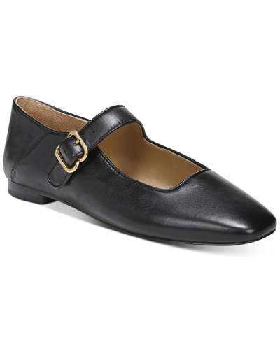 Sam Edelman Womens Black Michaela Square-toe Leather Ballet Flats