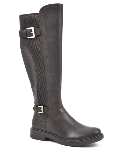 White Mountain Meditate  Womens Zipper Pull On Knee-high Boots In Dark Brown