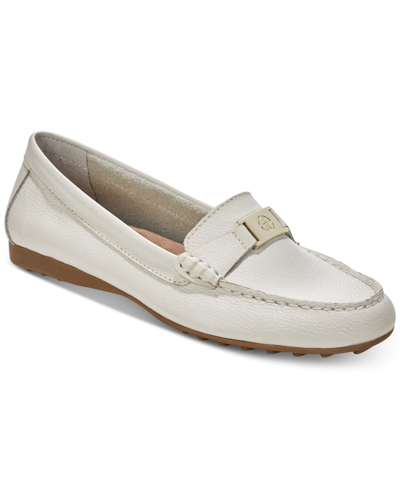 Giani Bernini Women's Dailyn Memory Foam Slip On Loafers, Created For Macy's In White Leather