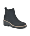 White Mountain Dear Block Heel Boot In Black/fabric