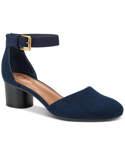 Style & Co Women's Alinaa Two Piece Stacked Heel Dress Pumps, Created For Macy's In Black Micro
