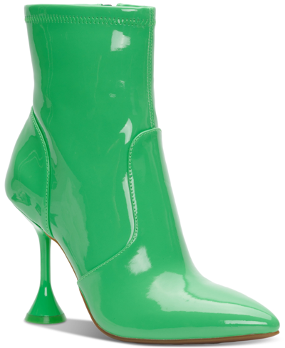 Inc International Concepts Inc Women's Ibrina Stretch Booties, Created For Macy's In Green Patent