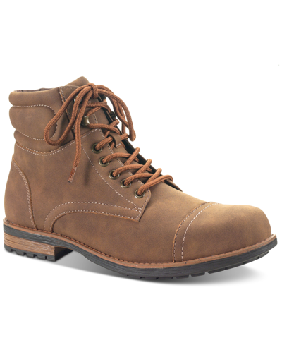Sun + Stone Men's Baker Faux-leather Lace-up Boots, Created For Macy's In Brown