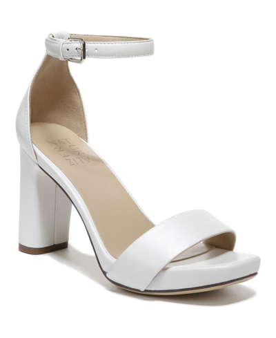 Naturalizer Joy Dress Ankle Strap Sandals Women's Shoes In White Leather