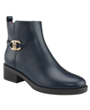 Tommy Hilfiger Imiera Womens Faux Leather Ankle Booties In Dark Blue
