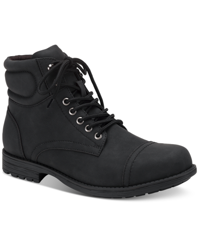 Sun + Stone Men's Baker Faux-leather Lace-up Boots, Created For Macy's In Black
