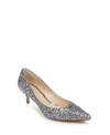 Jewel Badgley Mischka Royalty Kitten Heel Pump In Smoke Chunky Glitter