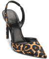 Dkny Macia Womens Calf Hair Pointed Toe Slingback Heels In Leopard