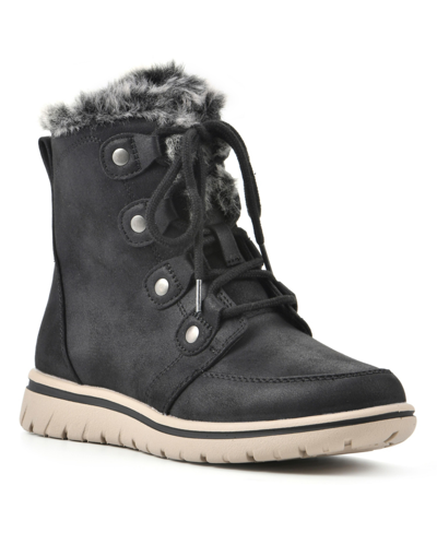 Cliffs By White Mountain Faux Fur Lined Lace-up Boot In Multi