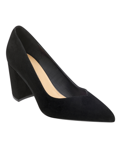 Marc Fisher Women's Viviene Slip-on Block Heel Dress Pumps Women's Shoes In Black Suede