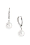Mikimoto Women's 7.5mm Round White Akoya Pearl & Diamond Drop Earrings In White Gold