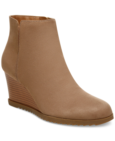 Style & Co Women's Haidynn Wedge Booties, Created Macy's In Taupe
