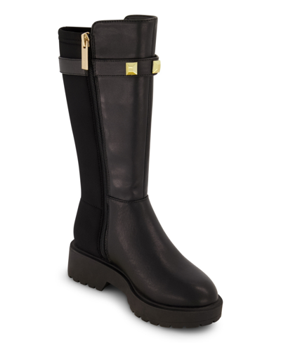 Marc Fisher Kids' Little Girls Tall Pyramid Stud Boots In Black